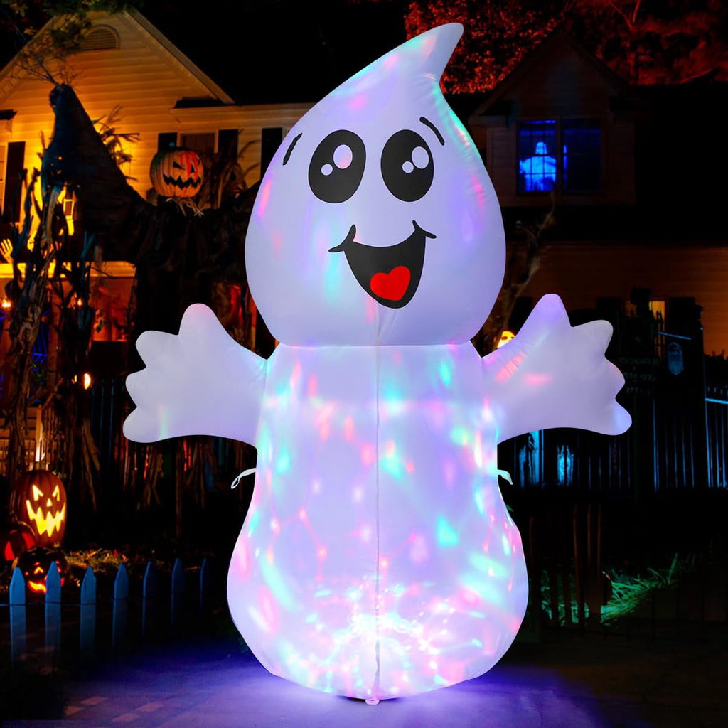 GOOSH Halloween Inflatables 5 FT Halloween Ghost Inflatable with Built-in LEDs, Cute Halloween Inflatable Ghost Blow up Ghost Inflatable, Outdoor Halloween Decorations for Halloween Holiday Party