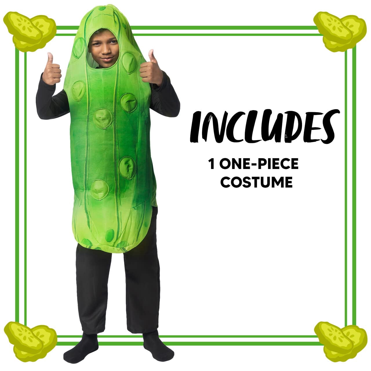 Joyfy Halloween Pickle Costume for Adult, Unisex Food Costume, Funny Costume for Men, Fruit Jumpsuit for Halloween Fancy Dress Costume