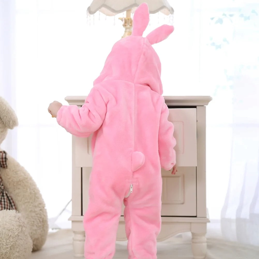 WIBACKER 0-3T Unisex Baby Animal Costume Winter Autumn Flannel Hooded Romper Christmas and Halloween Dinosaur Cosplay Jumpsuit