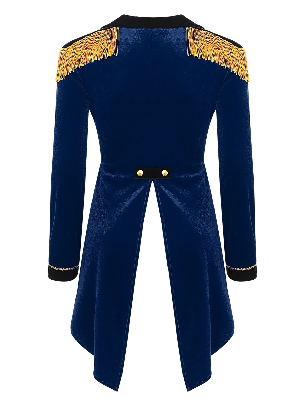 Haitryli Women's Circus Ringmaster Costume Tailcoat Jacket Lapel Velvet Collar Vintage Long Sleeve Navy Blue S