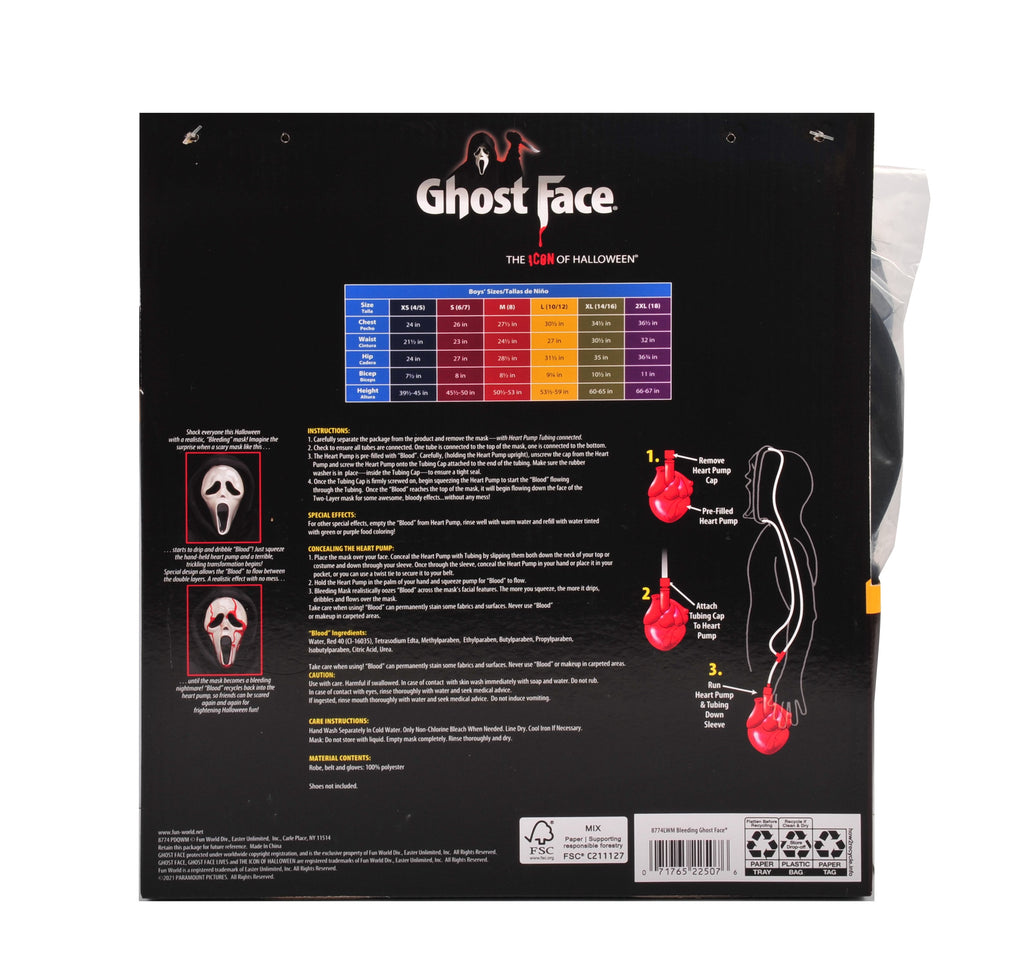 Bleeding Ghost Face 5pc, Halloween Costume for Children, Boys Size M (8), by Fun World
