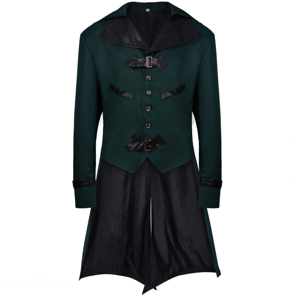 QATAINLAV Men's Vintage Steampunk Gothic Victorian Jacket Medieval Renaissance Pirate Frock Coat Formal Tuxedo Halloween Costumes Birthday Gifts Coffee S