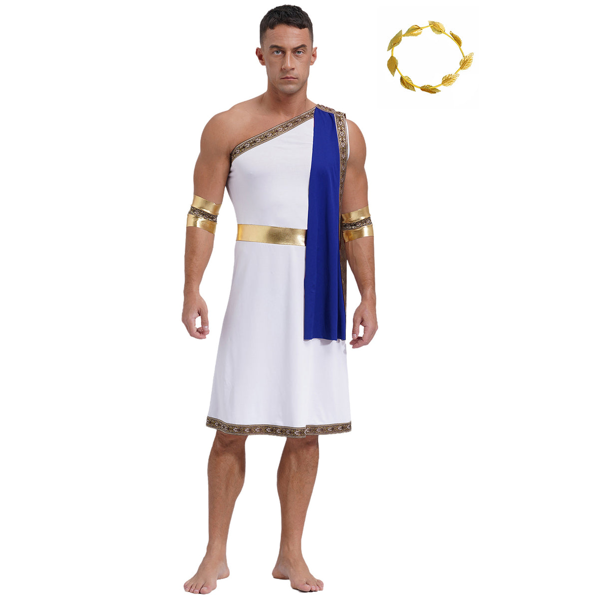 YiZYiF Mens Halloween Ancient Greek Cosplay Costume Roman Toga Caesar Party Fancy Dress Up Set Black S