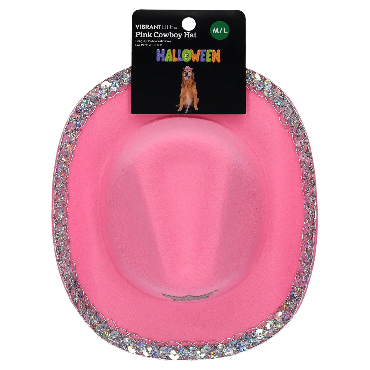 Vibrant Life Halloween Cowboy Hat Costume for Dogs and Cats, Pink, XS/S