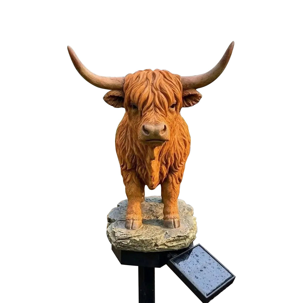 Clearance! Highland Cow Solar Garden Light, 18in Garden Statue with LED Glow, Waterproof Outdoor Yard Decor Stake, Resin Lawn Pathway Light for Backyard Patio Porch Halloween Gift