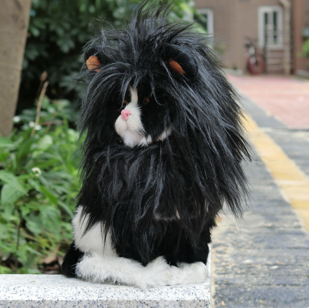 Lion Mane Wig for Cats, Funny Pet Cat Costumes for Halloween Christmas (Size S, Black)
