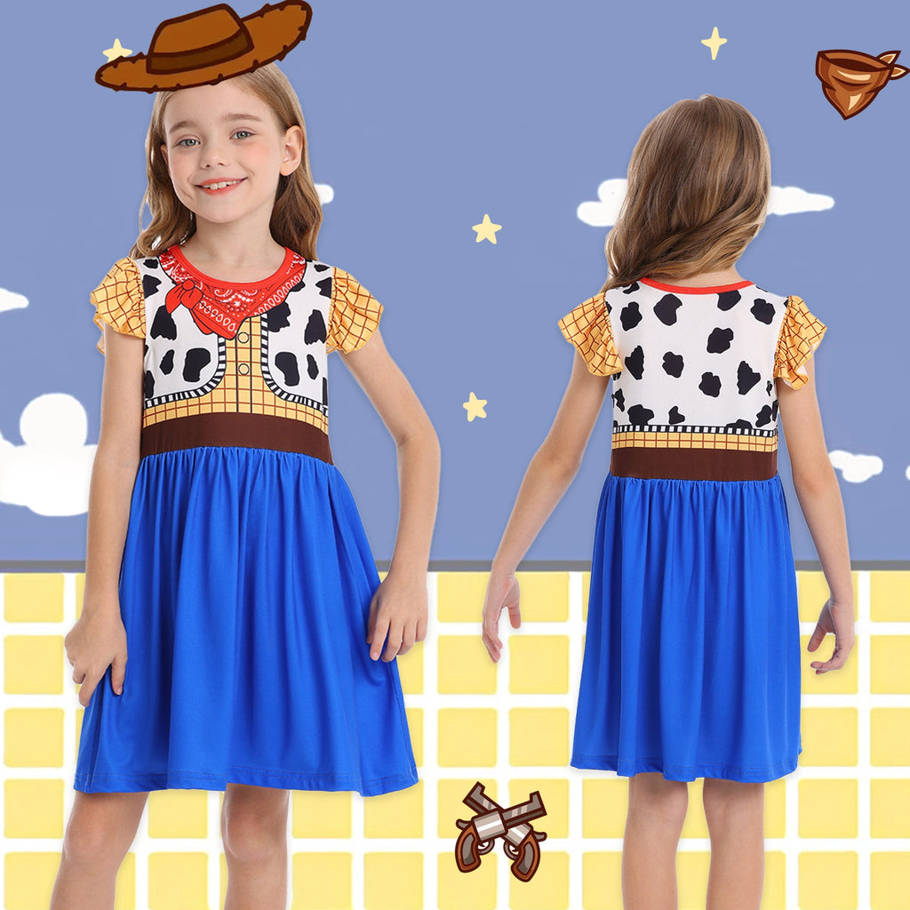 Benylion Girls Cowgirl Costume Summer Dress Toddler Princess Dress up for Kids Birthday Outfits Halloween Role Play Clothes for 3-4 Years