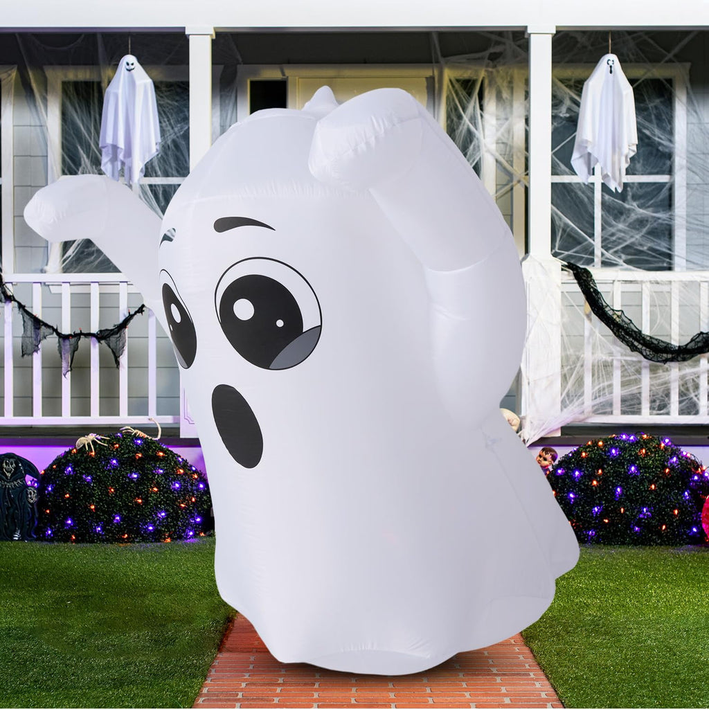 Joyfy 5Ft Halloween Inflatable Pumpkin Ghost with Colorful LED Lights,Halloween Blow Up Cute Decor for Indoor Outdoor Holiday Yard Decoration