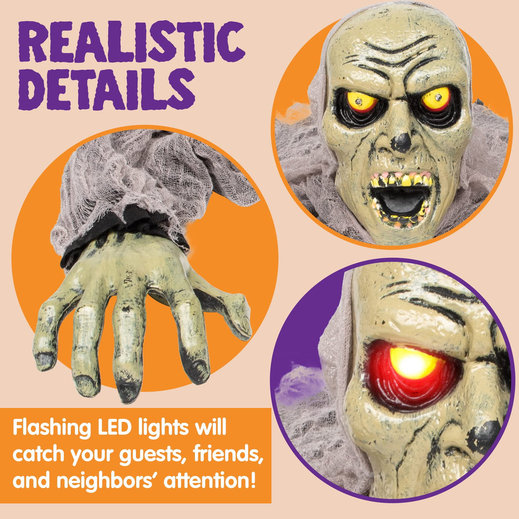 Joyfy Halloween Groundbreaker Halloween Decorations Zombie with Sound and Flashing Eyes,Outdoor Scary Halloween Yard Decorations