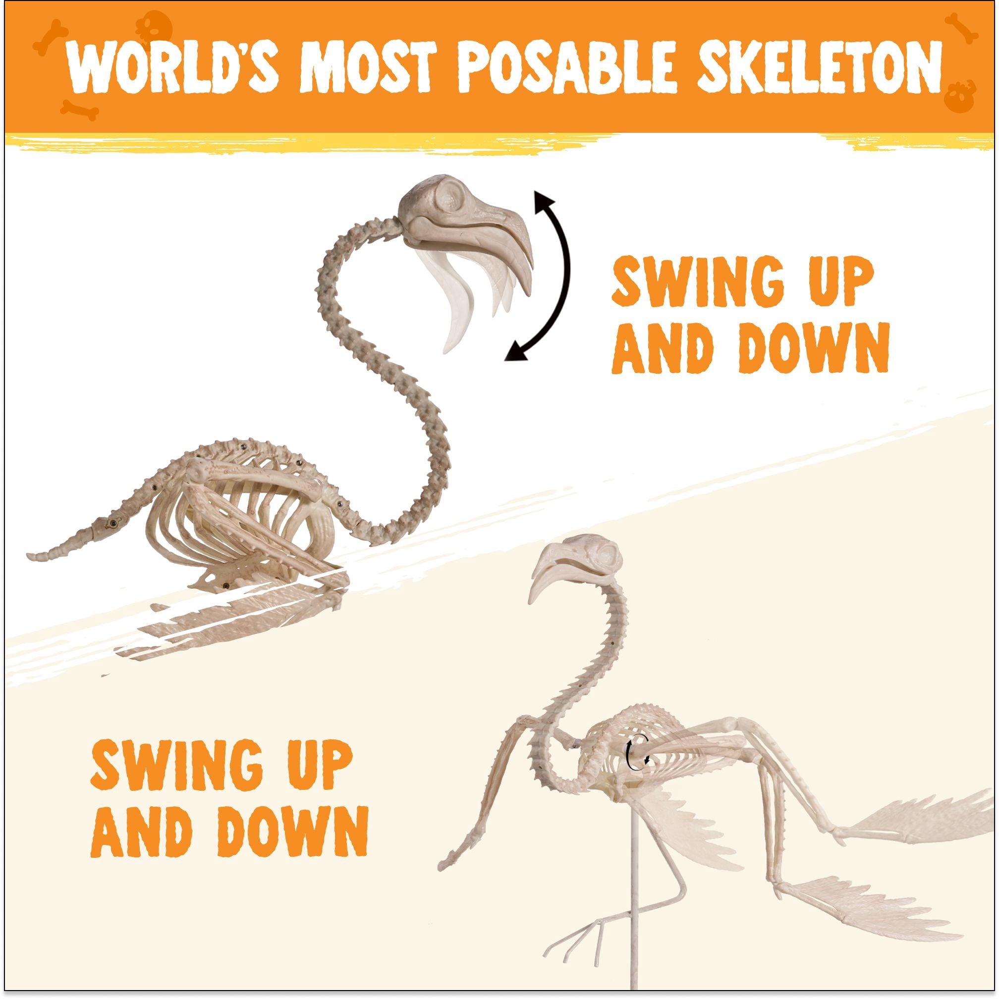 Joyfy 2 Pcs Duck Skeleton Halloween Decoration,4.5 Inch Posable Plastic Animals Halloween Skeleton for Indoor Outdoor Halloween Decorations,Haunted House Party Props