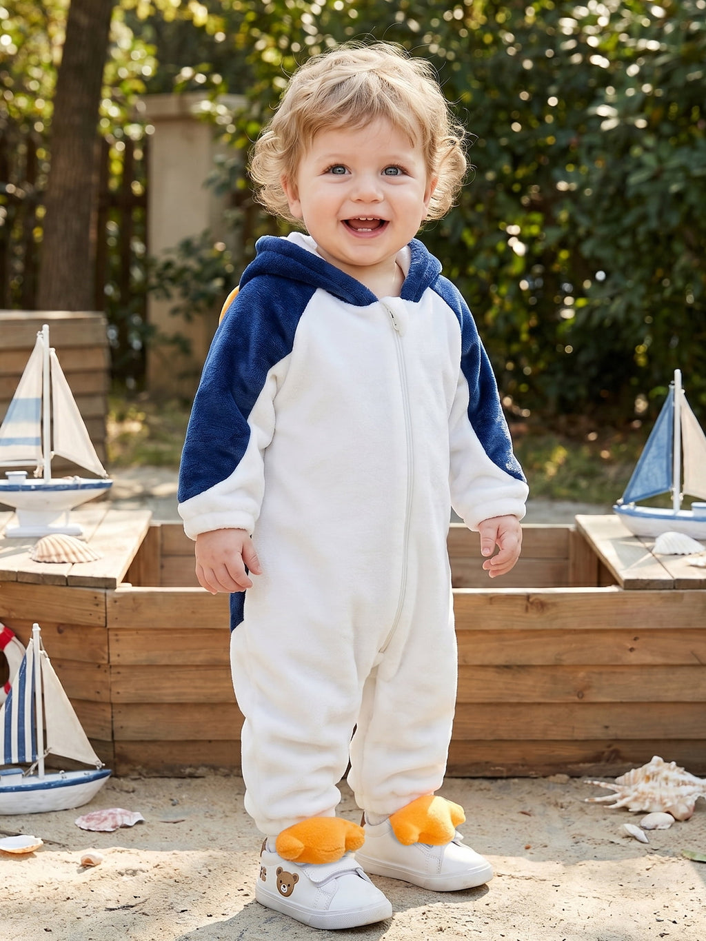 RUINIXCW Toddler Baby Boy Girl Penguin Costume Newborn Infant Halloween Animal Costume Warm Fall Winter Plush Jumpsuit Outfit Long Sleeve Hood Zip Up Romper Snowsuit