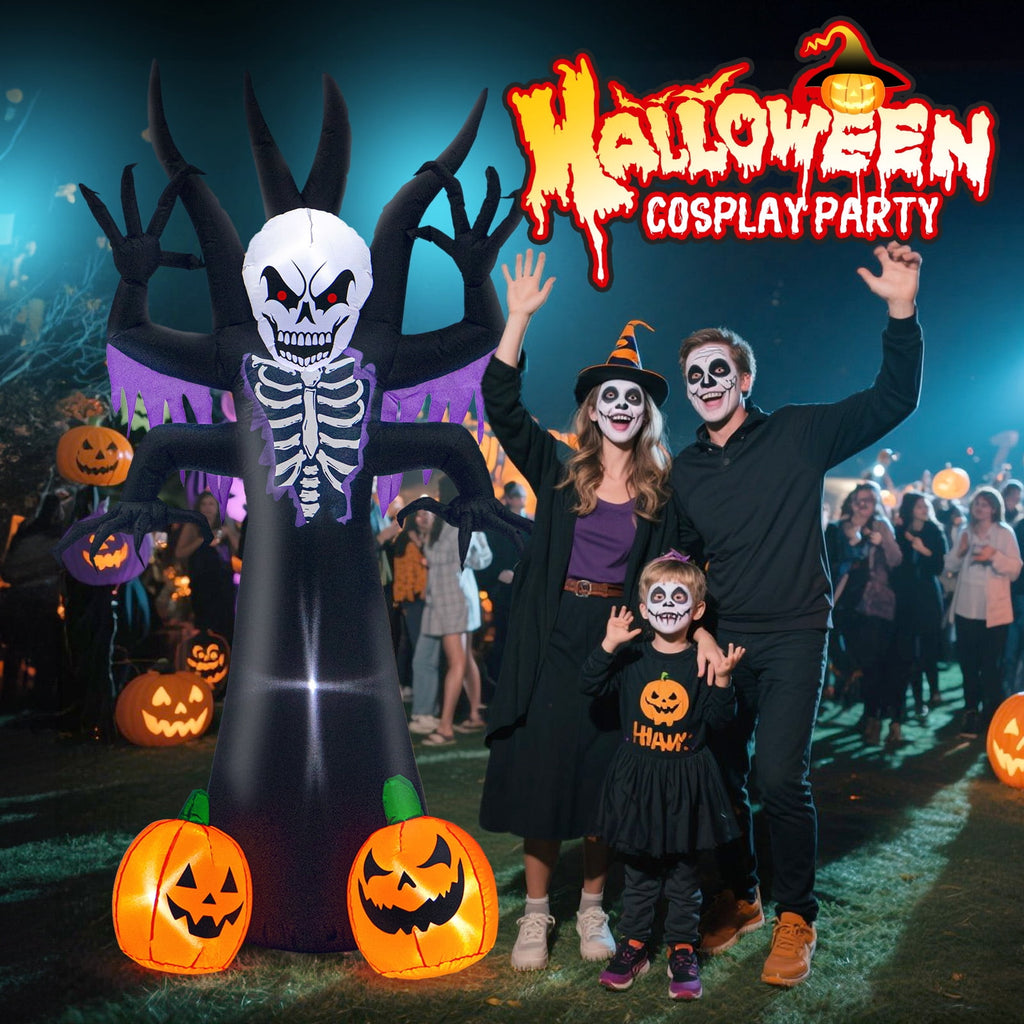 Toiyjofe 6ft Halloween Inflatable Black Cat with Glowing Jack o' Lantern and Witch Hat, Outdoor LED Trick-or-Treat Decoration for Yard, Lawn & Porch