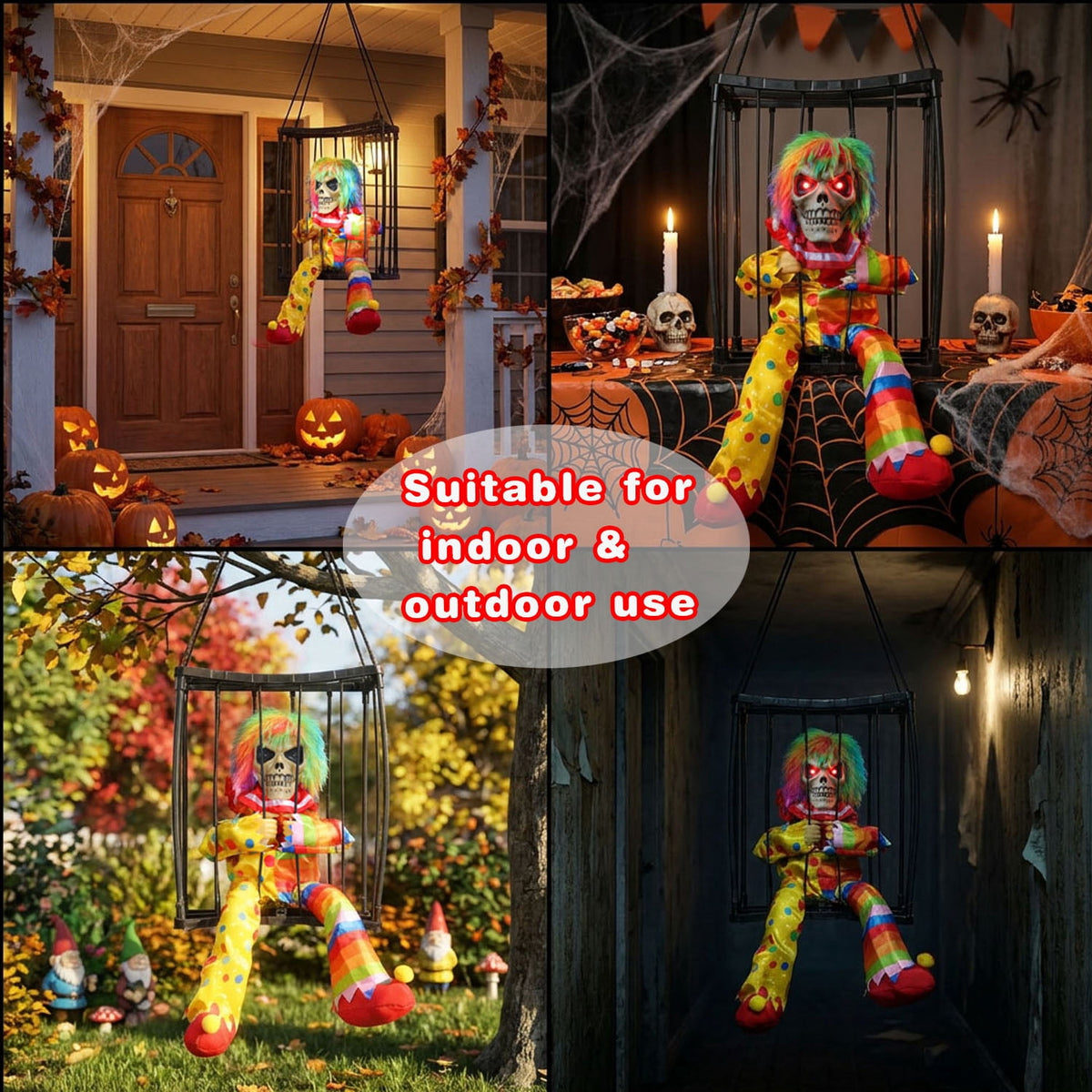 Magotan Screaming Animated Halloween Decorations, Outdoor Indoor Hanging Spooky Halloween Decoration, Scary Skull Cage with Motion Sensor