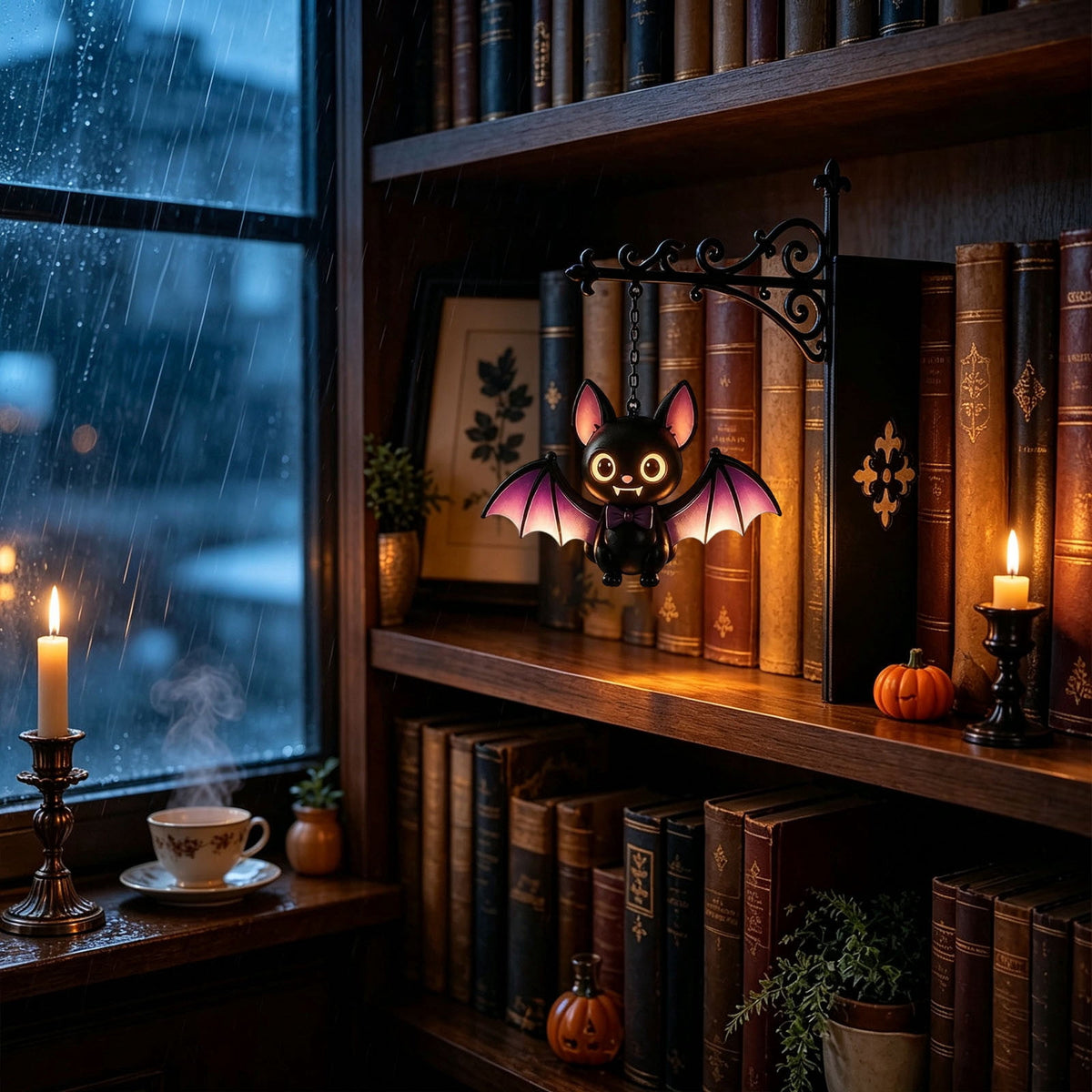 Halloween Ghost Library Lantern Decorative Bookshelf Lighting, Reading Book Shelf Lights for Study Reading Corner Home Library Gift for Book Lovers Bookworms