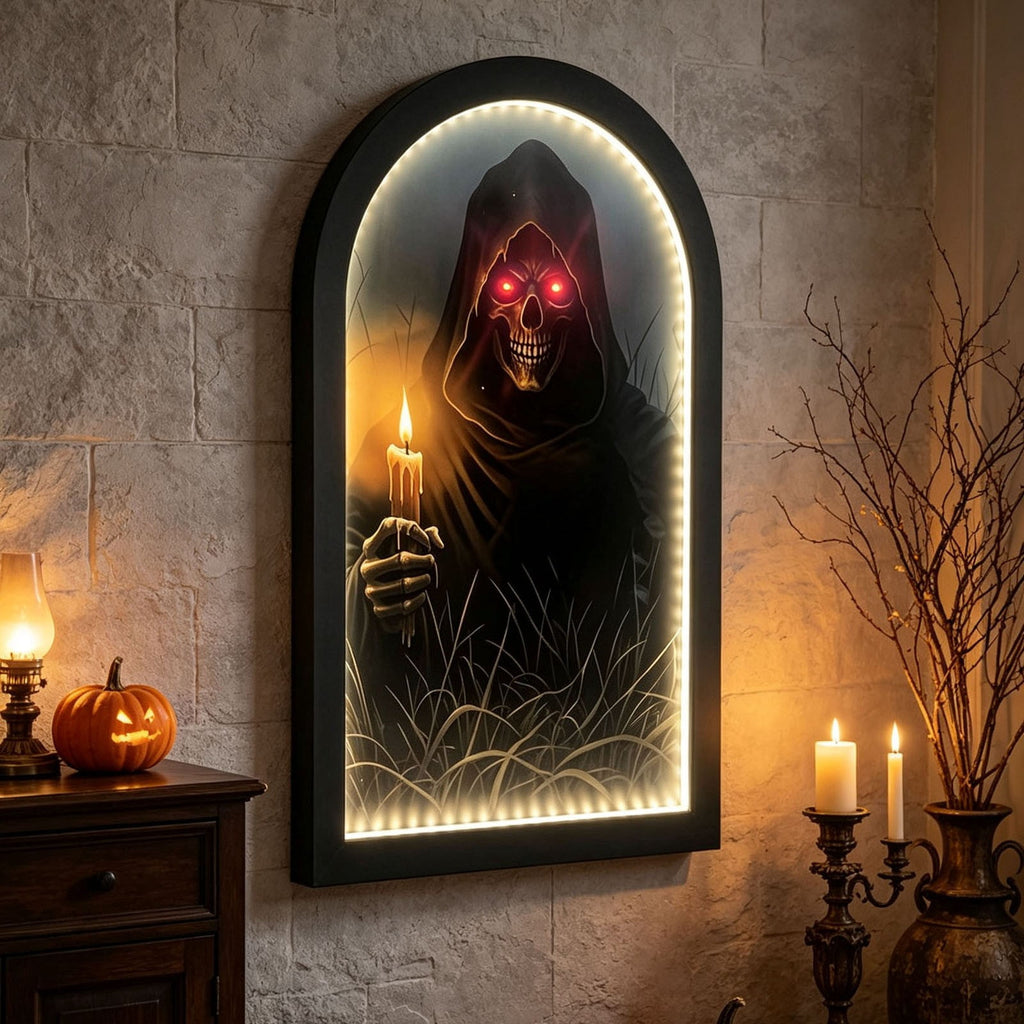 Clearance Martha Stewart Ghost Mirror,Light Up Ghost Mirror,Spooky Halloween Decorations Indoor for Wall Table Mantel Room Home Office Party