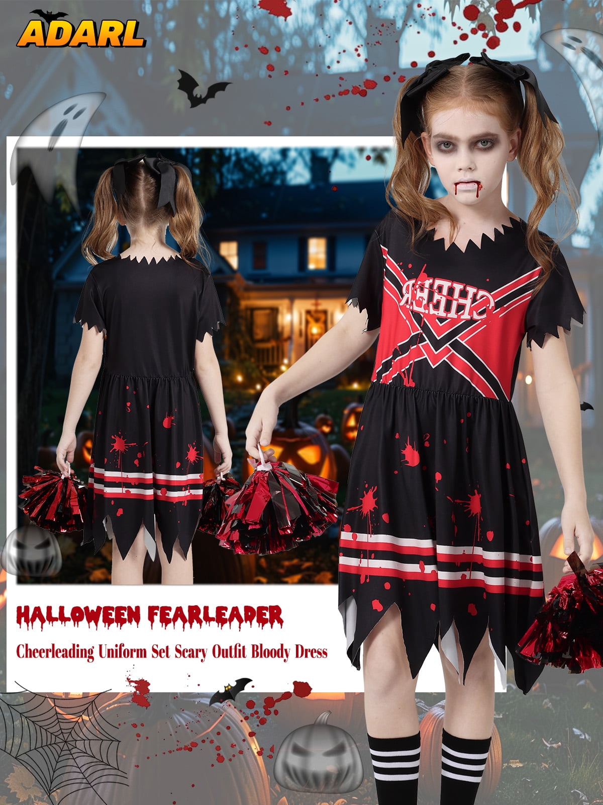 Little Girls Holiday Outfits Short Sleeve Tutu Skirt + Leggings + Arm Sleeves Set, Size 4-8 Years