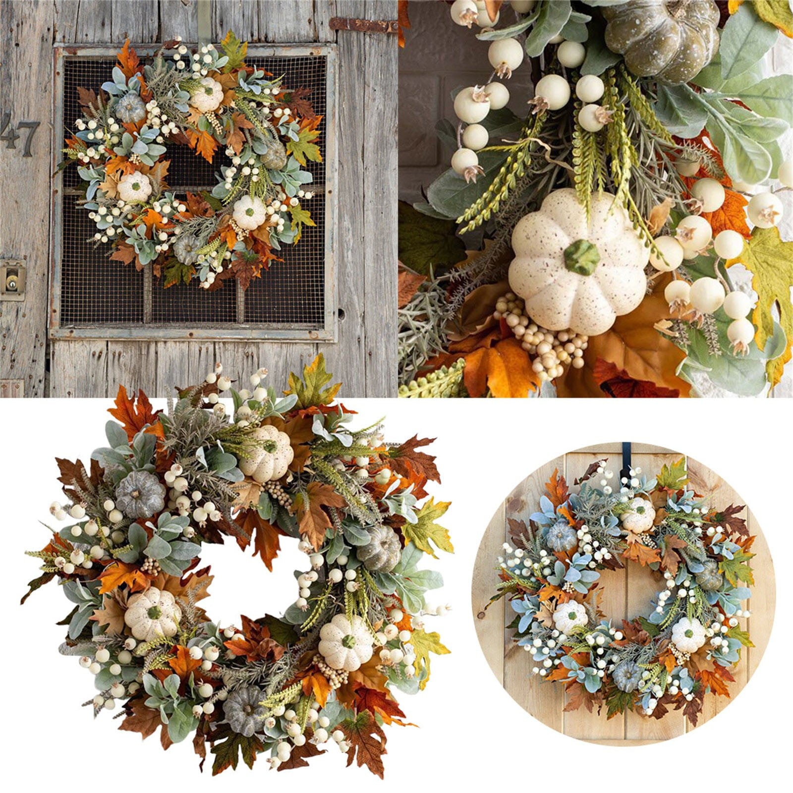 Decorative Wreath, Pumpkin Wreathfall Pumpkin Wreath, Year Round Wreath for Front Door, Artificial Wreath, Front Door Wreath, Family Farmhouse Decor and Spring Wreath, Easter Wreath