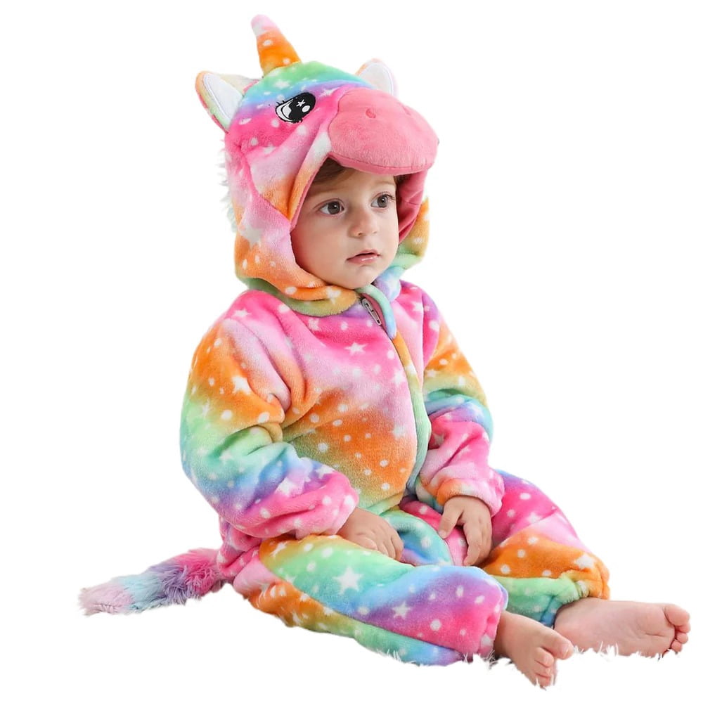 WIBACKER 0-3T Unisex Baby Animal Costume Winter Autumn Flannel Hooded Romper Christmas and Halloween Dinosaur Cosplay Jumpsuit