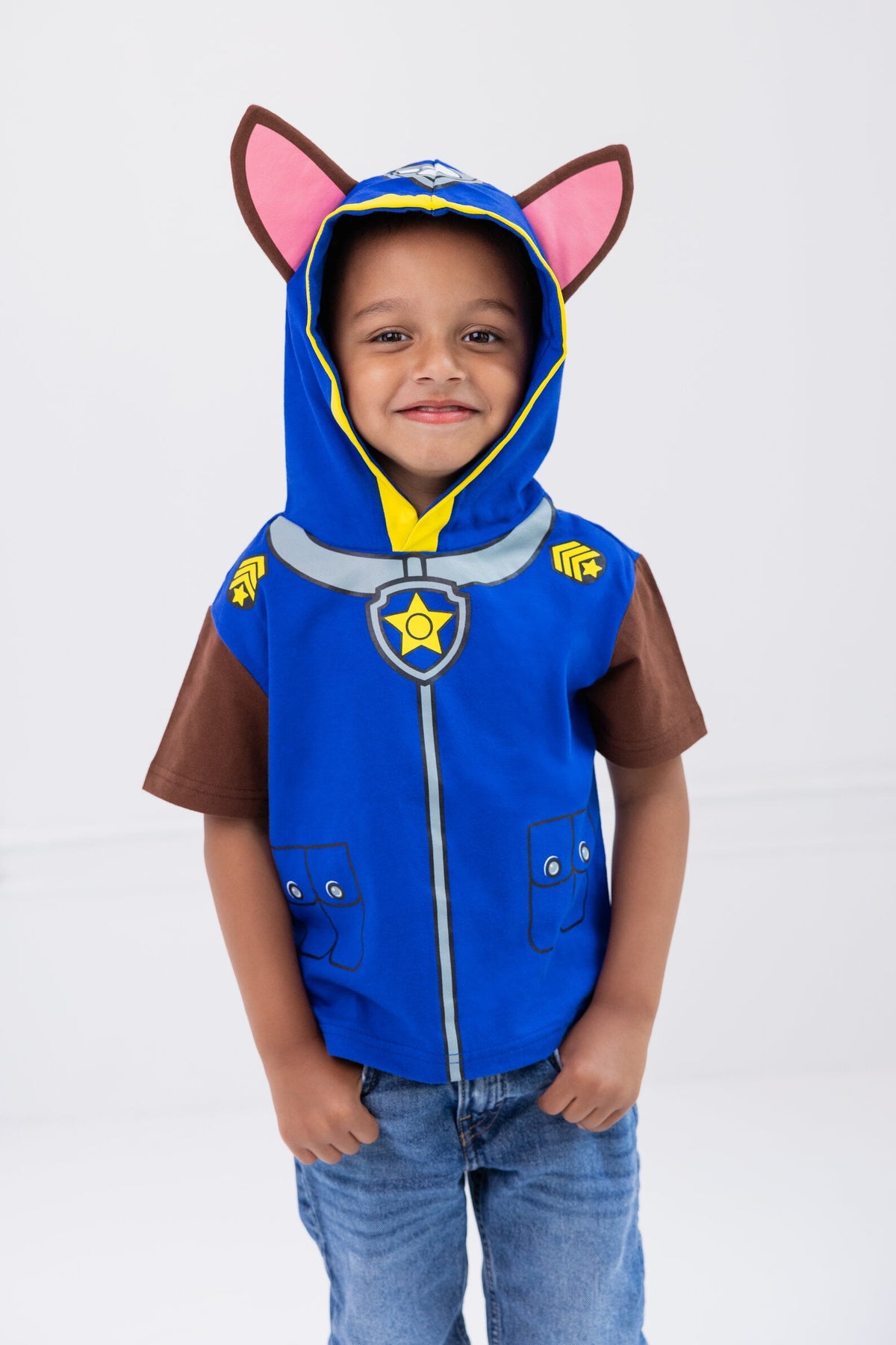 Paw Patrol Big Boys' Cosplay Hooded T-Shirt Marshall Bright Red
