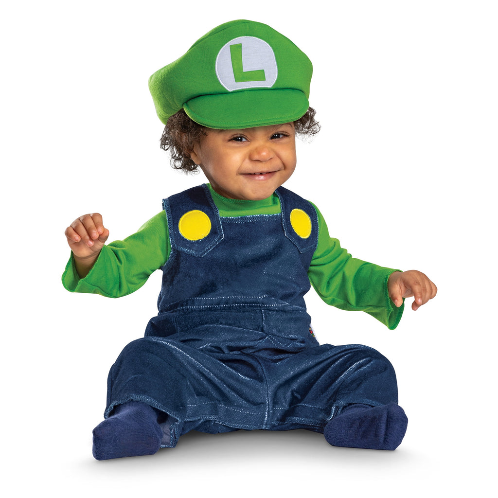 Nintendo Super Mario Bros. Luigi Halloween Costume for Children, Infants Size 6-12M, by Disguise