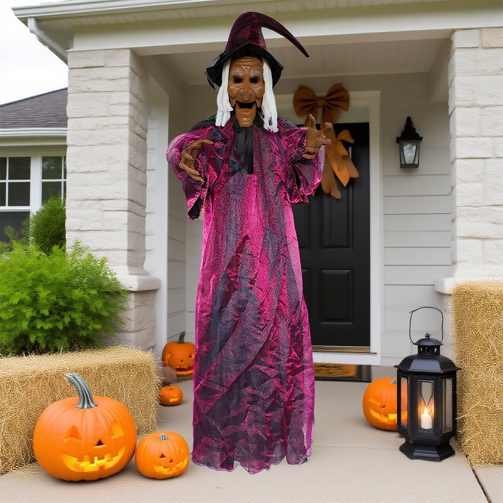 ZTTD Life Size Hanging Witch Halloween Decor (71 Inches) | Sound & Touch Activated Talking Halloween Decorations | Witch Props Excellent Choice for Haunted House | Indoor & Outdoor Animated Prop