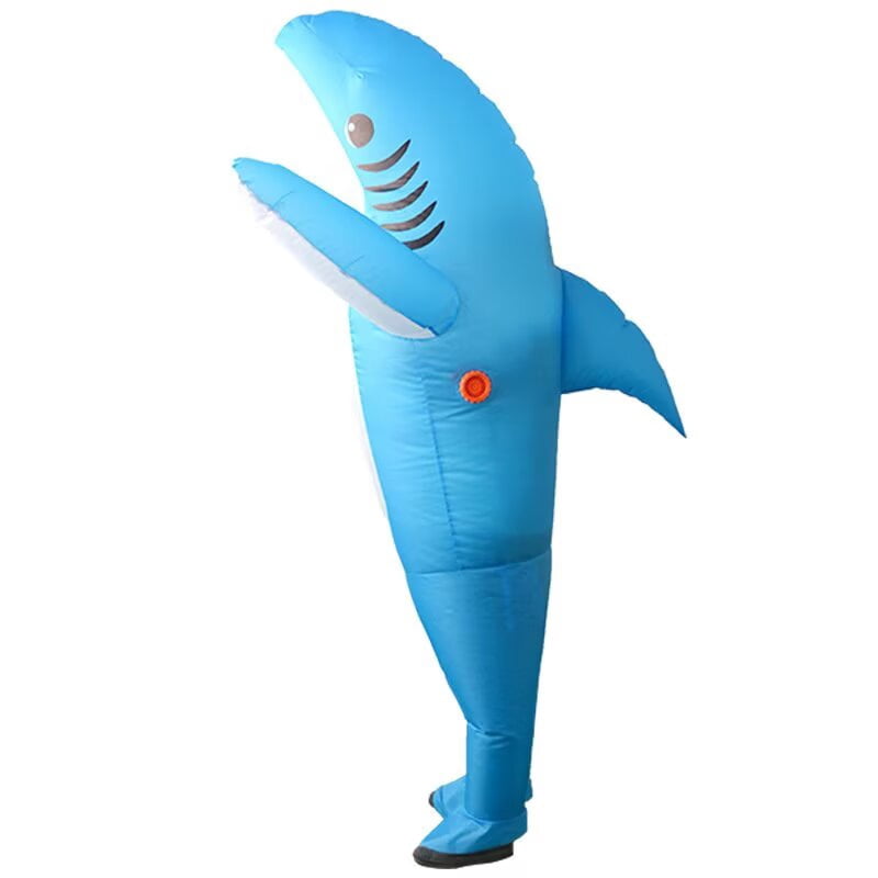 AlevRam Inflatable Shark Costume for Adults, Funny Blow Up Animal Costume with Fan, Halloween Cosplay Party Outfit for Men and Women, One Size, Blue or Pink