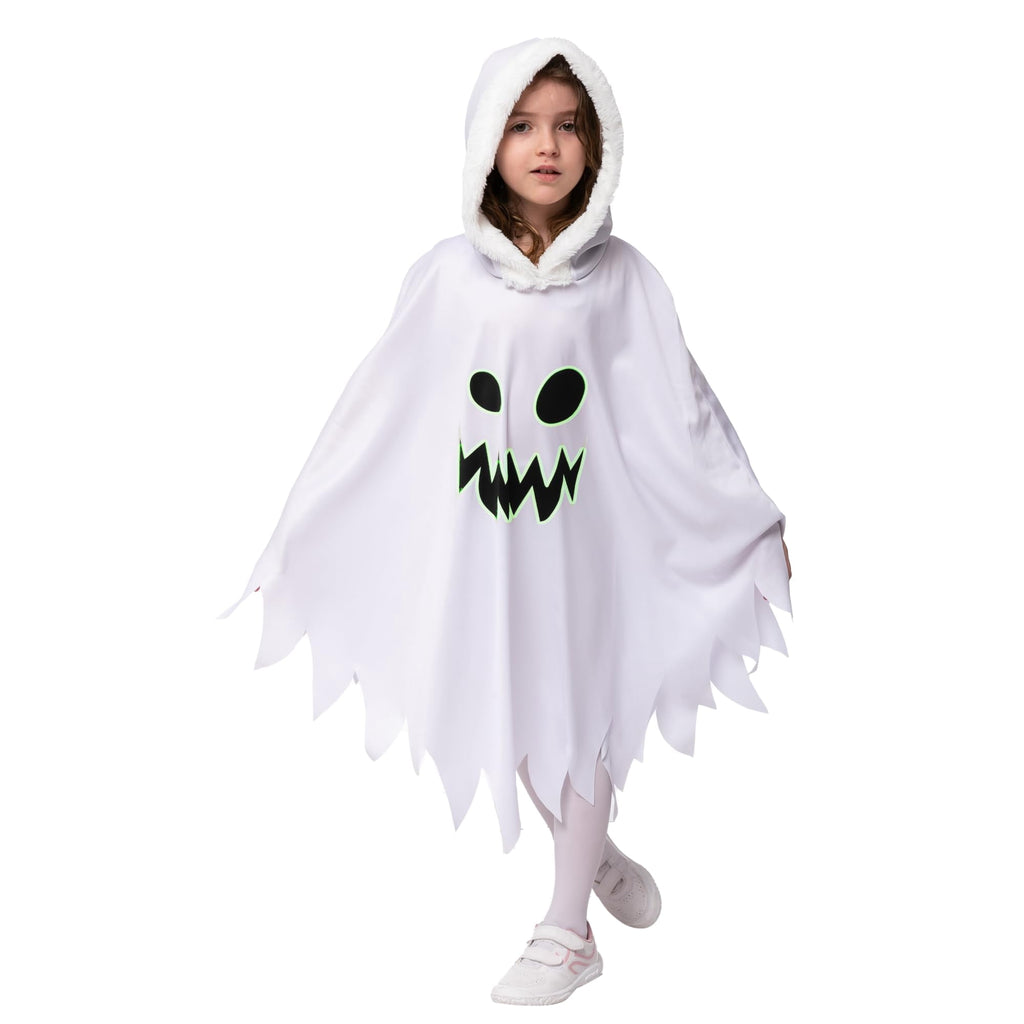 Joyfy Kids Ghost Costume, Halloween Ghost Costume, White Silent Ghost Costume with Pumpkin Bag for Toddler Boys Girls Halloween Party Dress Up Cosplay