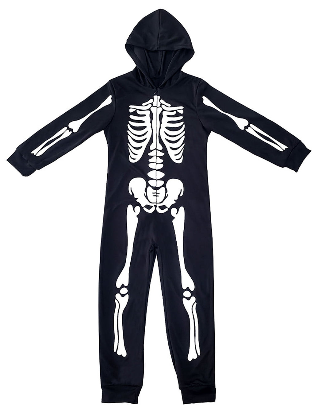 WIBACKER Glow-in-the-Dark Skeleton Costume for Boys and Girls, Halloween Fancy-Dress Jumpsuit Outfit for Children Aged 3-10 Years
