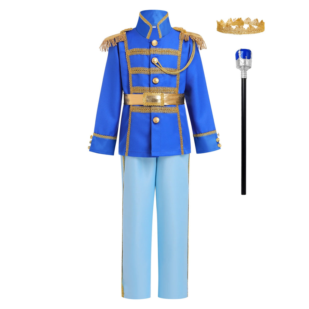 IBTOM CASTLE Boys Prince Charming Costume Halloween Cosplay Dress up Birthday Party Medieval Royal Prince Outfits for Toddler Child 3-4 Years Red 4pcs