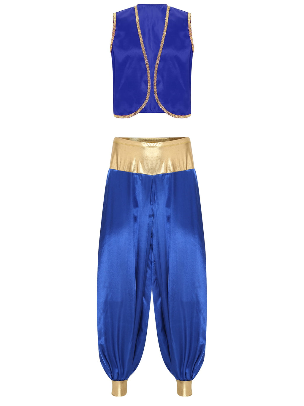 iiniim Mens Arabian Prince Costume Open Front Vest with Pants Halloween Show Fancy Dress up Outfit Royal Blue&Royal Blue S