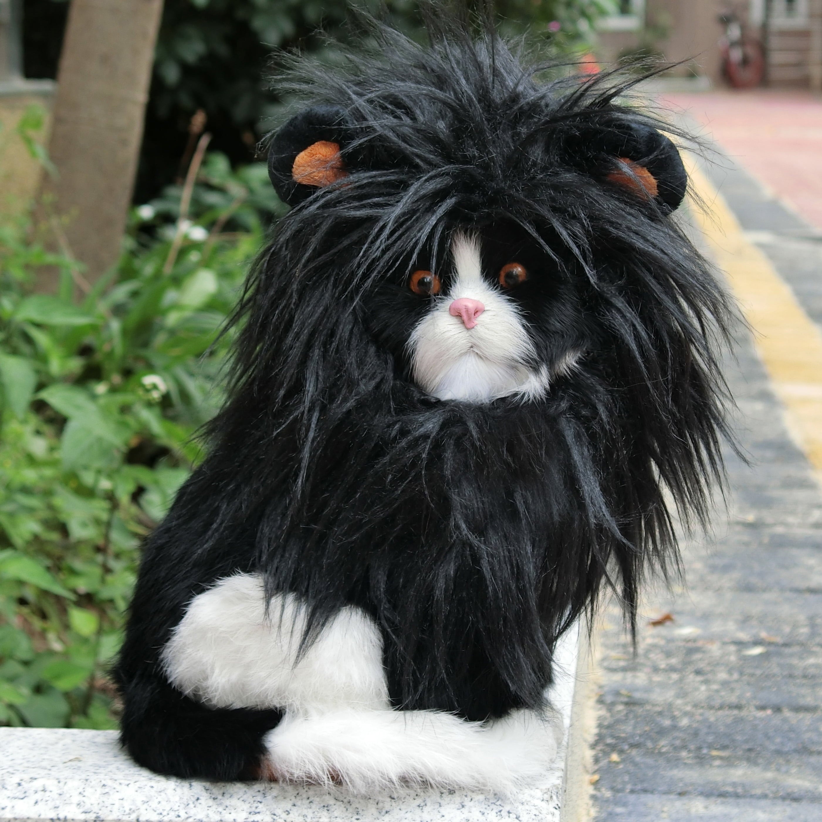 Lion Mane Wig for Cats, Funny Pet Cat Costumes for Halloween Christmas (Size S, Black)