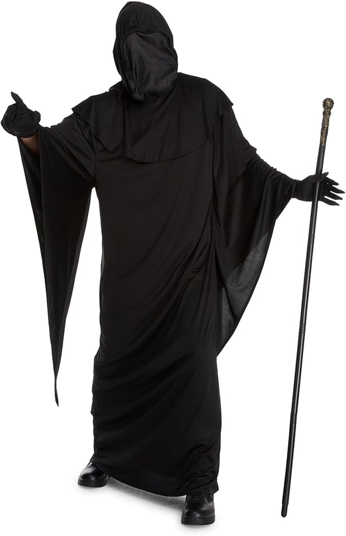 Morph Mens Grim Reaper Costume Adult Scary Death Robe & Gloves Halloween Halloween Black L
