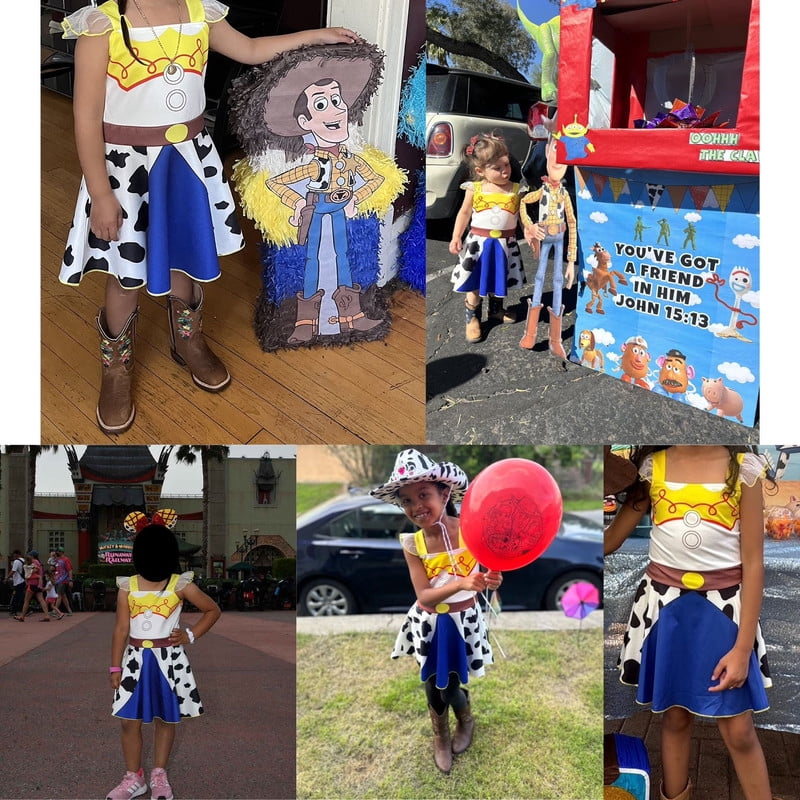 Benylion Cowgirl Costume for Girl Summer Dress Western Dress Up Outfit for Kids Halloween Cosplay Party Dresses Ruffle Sleeve for 5-6 Years
