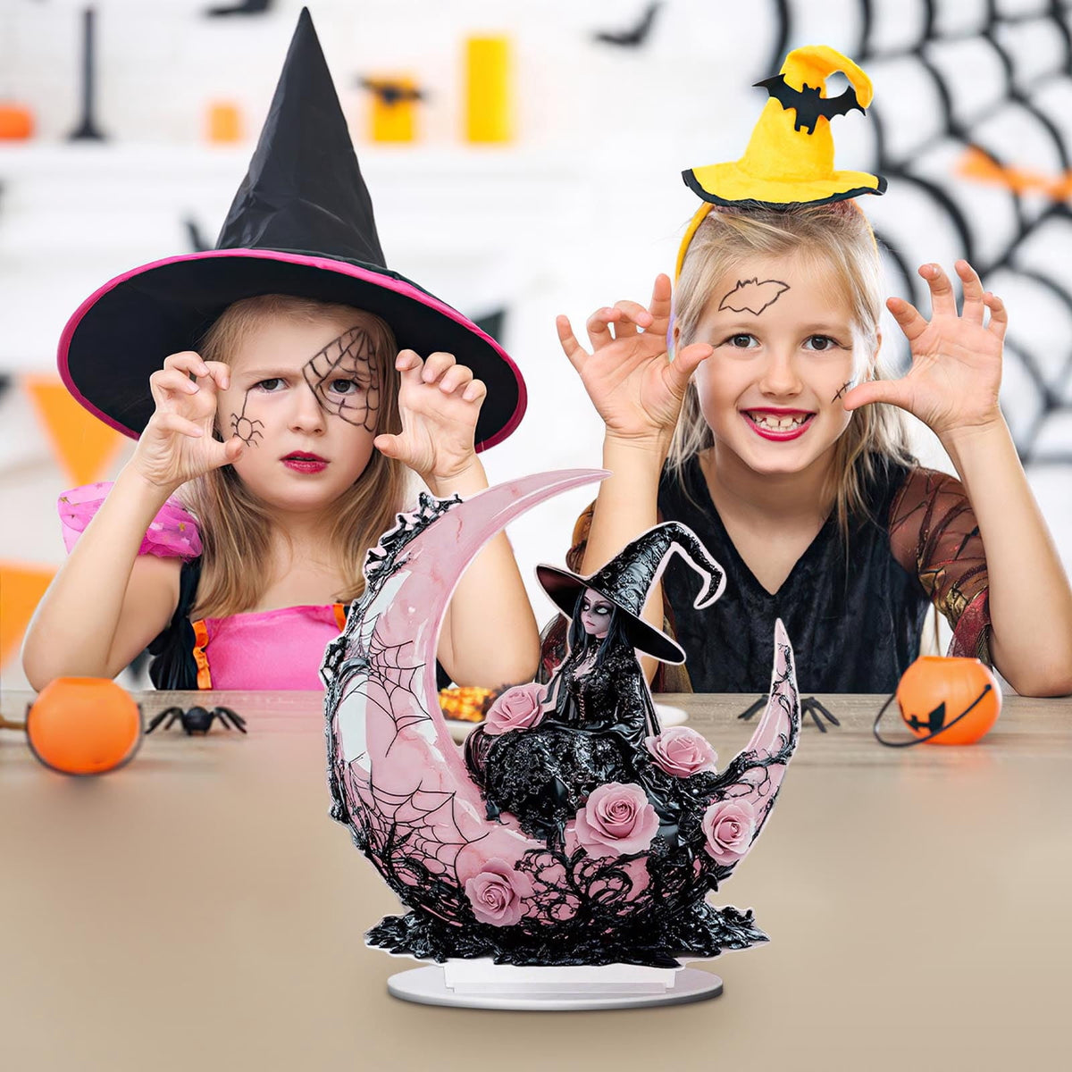 PEIBang Halloween Witch 2D Acrylic Decor,Halloween Tabletop Centerpiece for Living Room Home Party Decorations