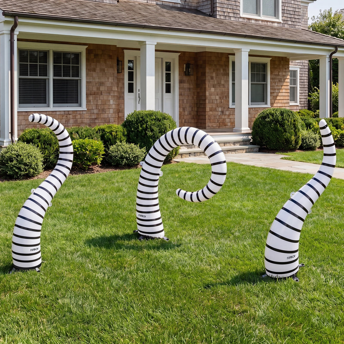 FUNBOY Inflatable Halloween Lawn Snakes 3-Pack, Outdoor Decor with Bonus Ghost