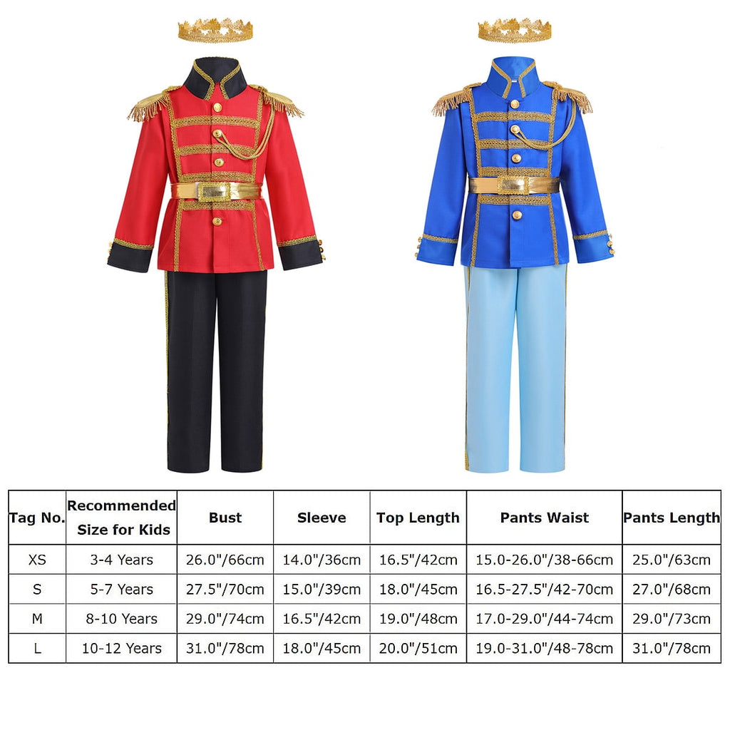 IBTOM CASTLE Boys Prince Charming Costume Halloween Cosplay Dress up Birthday Party Medieval Royal Prince Outfits for Toddler Child 3-4 Years Red 4pcs