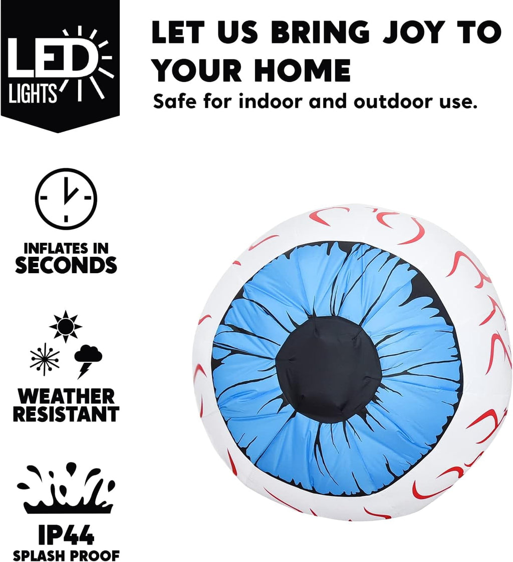 Joyfy 2 Pack Halloween Inflatable Eyes Decoration with Build-in LEDs,3 ft Blow Ups Green Eyes for Yard,Halloween Decor Outdoor with LEDs Party Supplies Blow up Decoration
