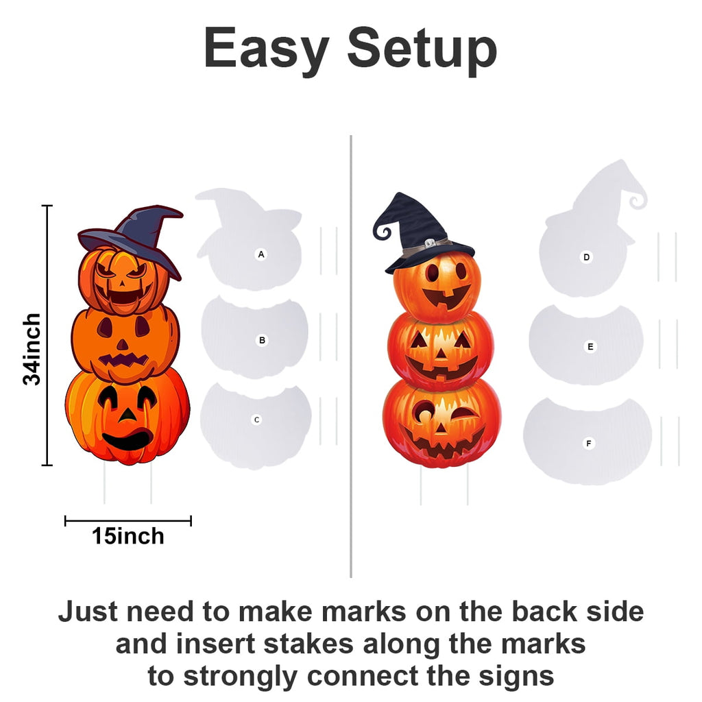 2Sets Halloween Yard Lawn Stakes Cute Pumpkin Yard Sign Vintage for Halloween Garden Decorations Outdoor