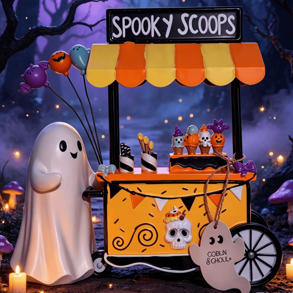 Halloween Spooky Coffee Stand, Ghost Barista Booth Figurine, Spooky Coffee Statue Built with Spooky Little Coffee Stand, Freshly Boo’d Coffee Ghost Fall Decor, Creative Birthday & Holiday Gift