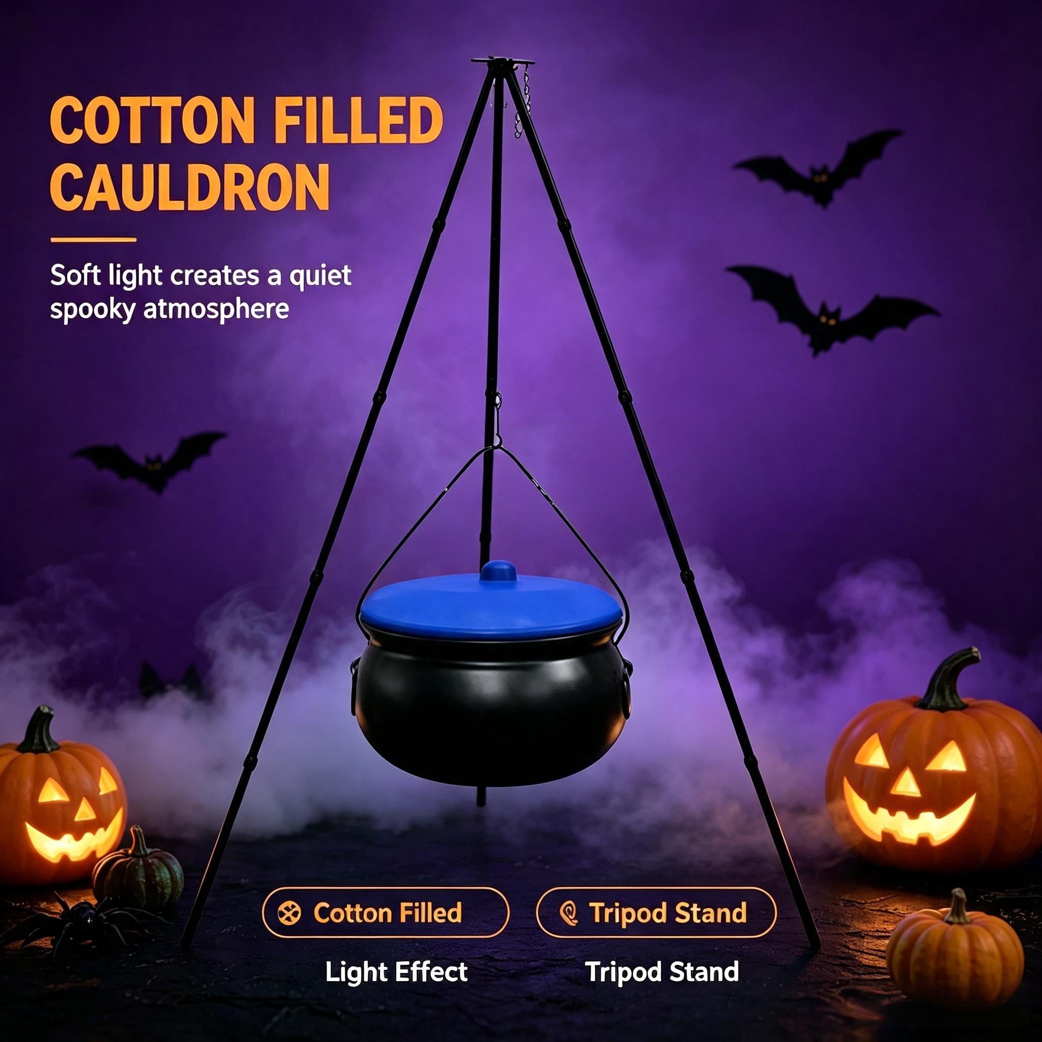 Muecwrye Halloween Decorations Outdoor, Halloween Clearance! Halloween Witches Cauldron with Lights, DIY Bubbling Cauldron Set Decor for Home Porch Outside, Halloween Party Supplies( Without Tripod)