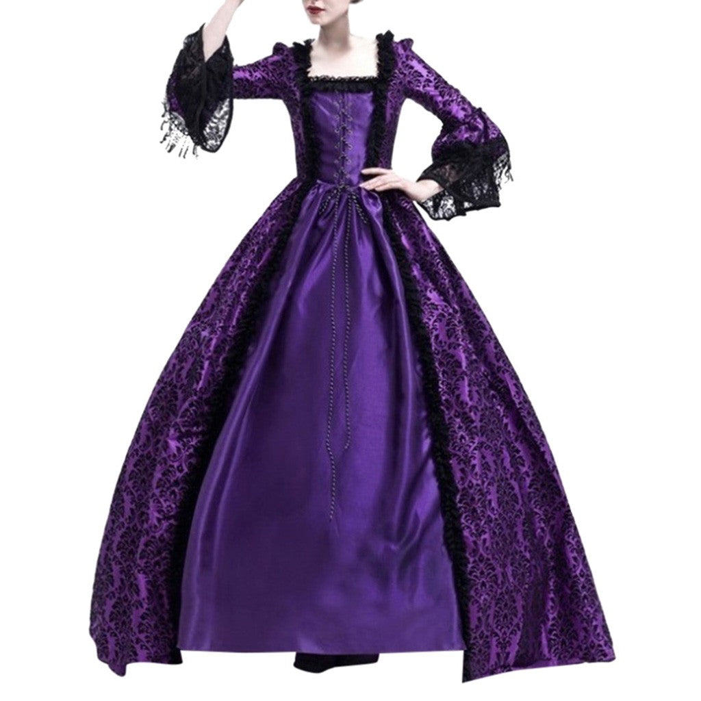 UPPADA Plus Size Victorian Dress for Women Lace Up Flare Sleeve Ball Gown with Corset Evening Party Maxi Gowns Vintage Cocktail Dress Wedding Dresses Early