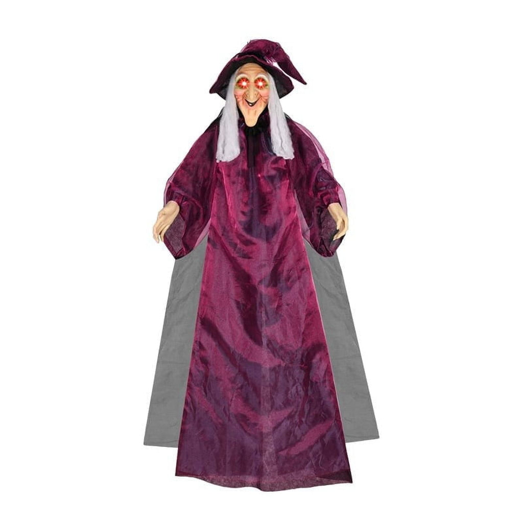 Halloween Animatronics Witch Clearance, Voice Activated Purple Escape Haunt Halloween House Décor & Fright Fest Prop, Life Size Animated Halloween Decoration Outdoor