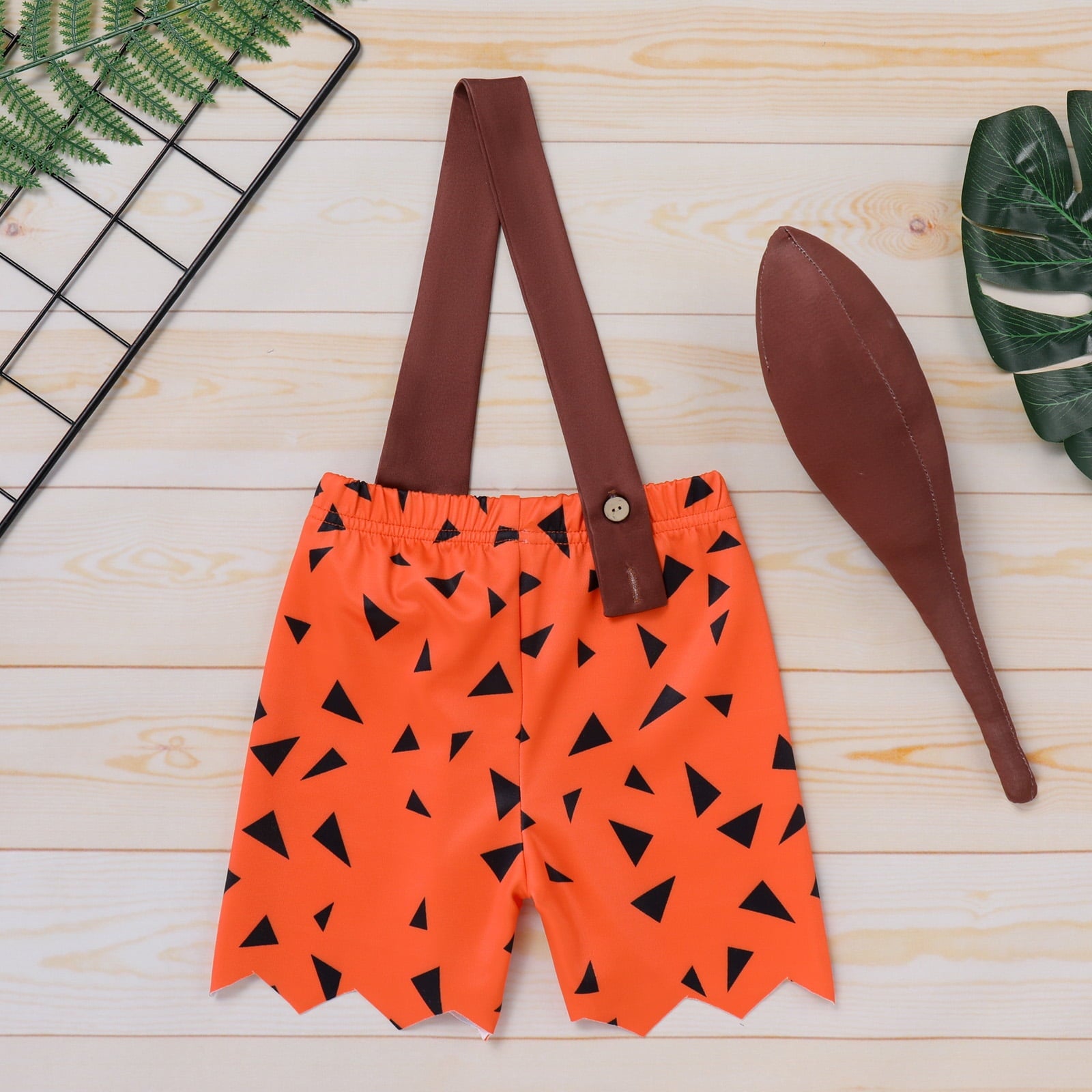 IBTOM CASTLE Kids Caveman Costume Historical Stone Age Birthday Outfits for Toddler Baby Boys Halloween Cosplay Dress up Party Photo Shoot 2-3 Years Orange - Boy
