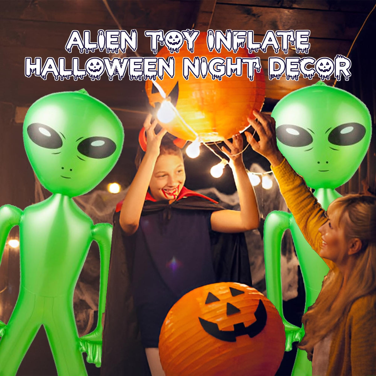60 Inch (5 Ft.) Giant Alien Inflatable - (Pack of 2) - Jumbo Green Alien, for Game Prize, Alien Halloween Decorations Theme Party Favors Photo Prep & Decorations