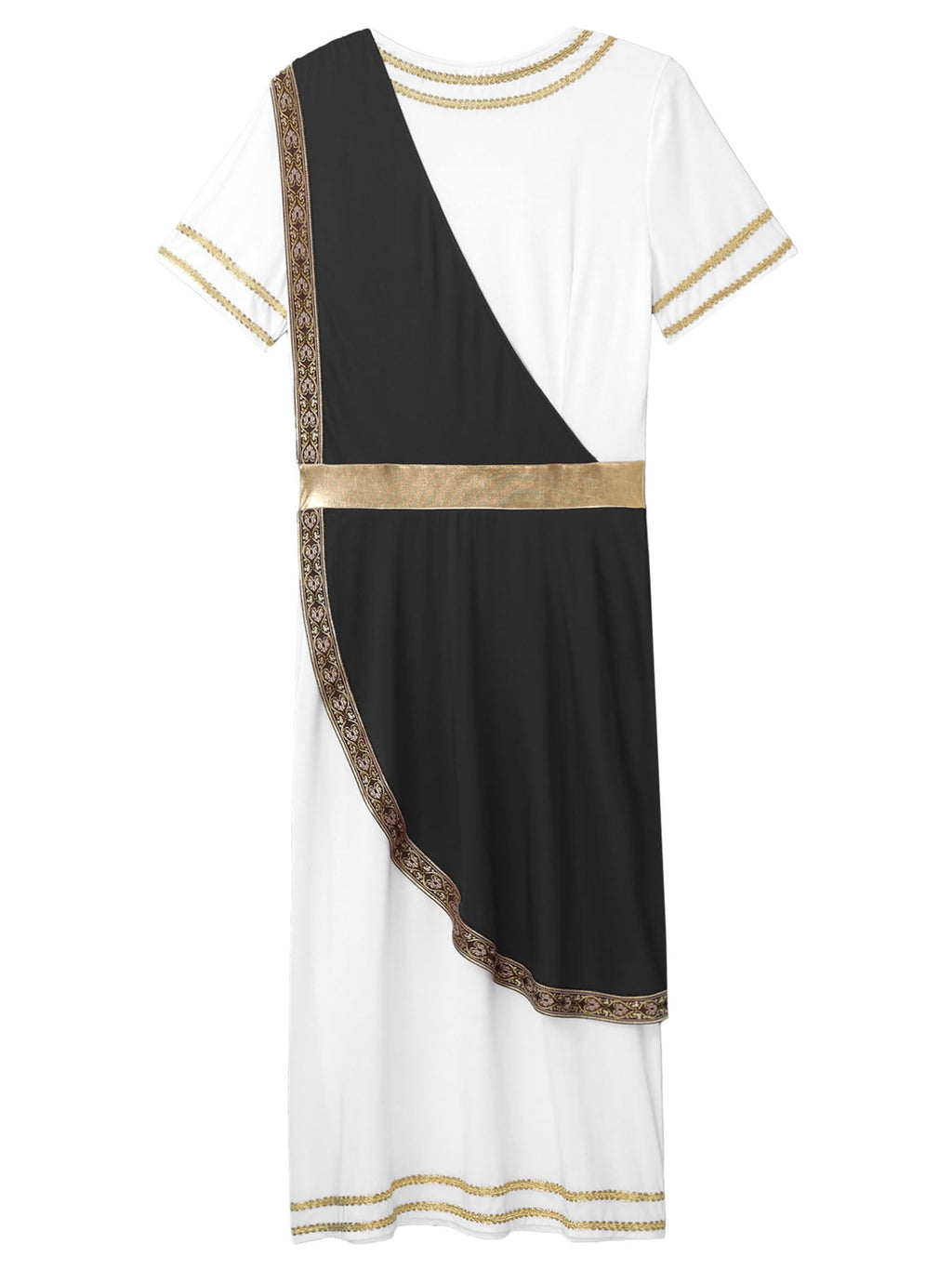 iixpin Mens Halloween Toga Robe Ancient Roman Costume Short Sleeve Greek God Tunic with Belt Yellow 3XL