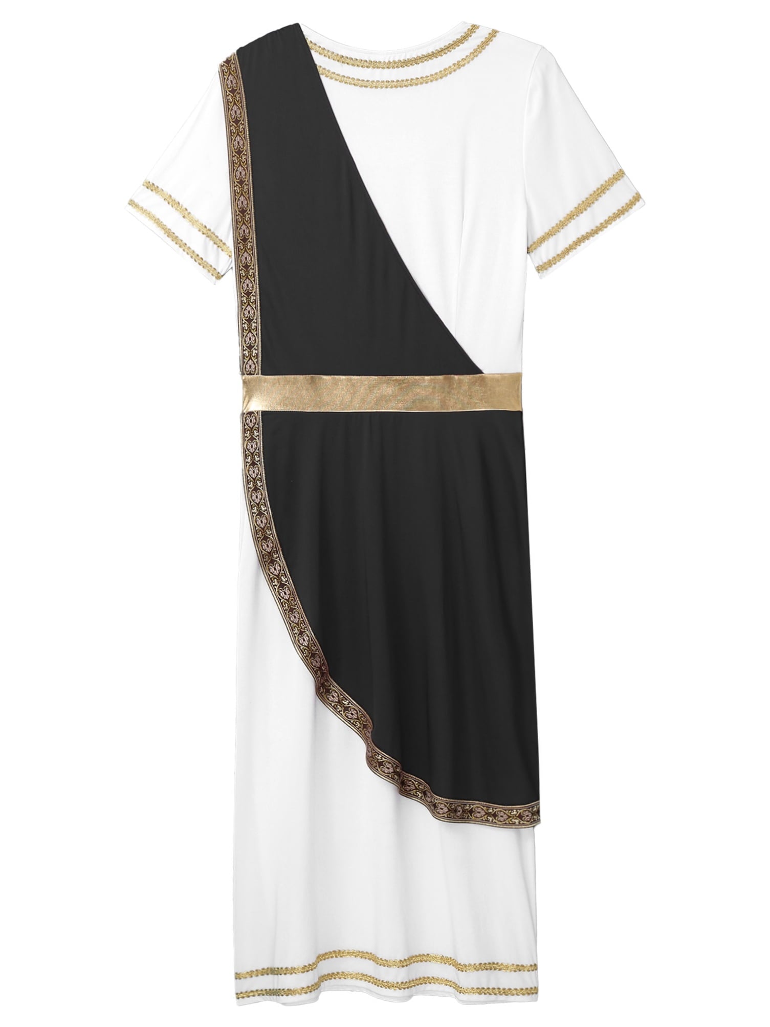 iixpin Mens Halloween Toga Robe Ancient Roman Costume Short Sleeve Greek God Tunic with Belt Yellow 3XL