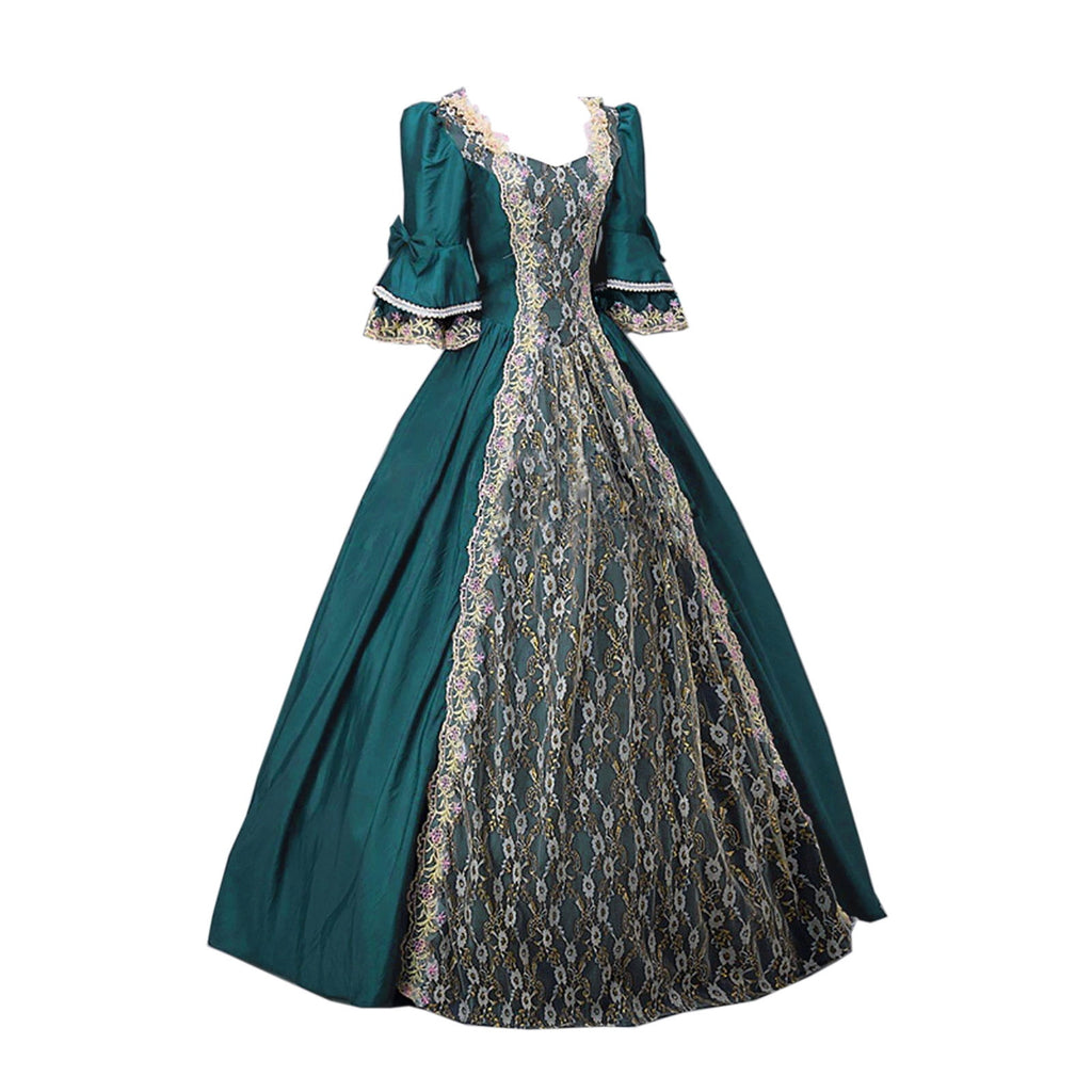 UPPADA Plus Size Victorian Dress for Women Lace Up Flare Sleeve Ball Gown with Corset Evening Party Maxi Gowns Vintage Cocktail Dress Wedding Dresses Early