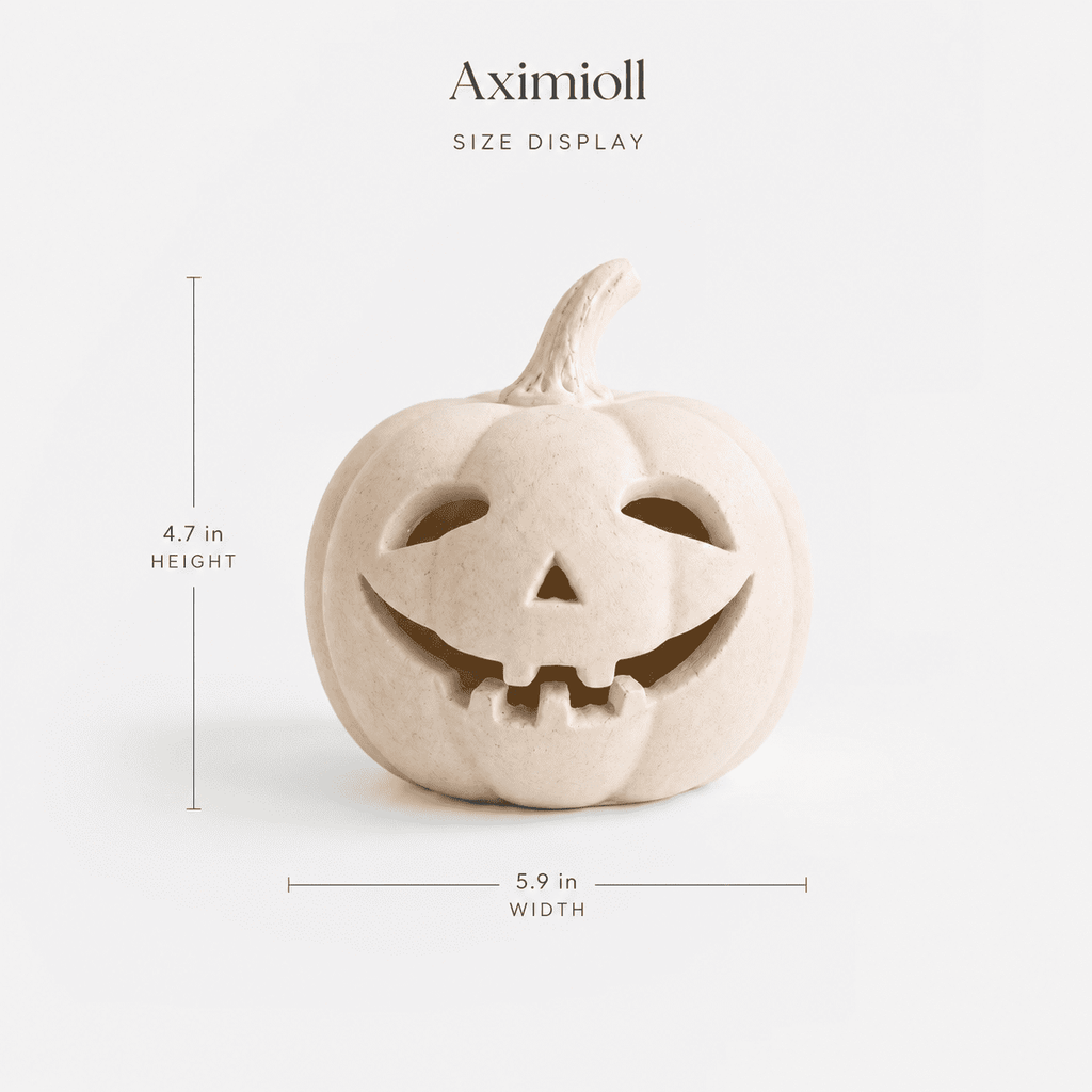 Halloween Handcrafted Jack-O'-Lantern, 5.5" Hand-Carved Pumpkin Decor, Durable Kiln-Fired Autumn Halloween Centerpiece for Indoor Tabletop, Mantle & Fall Home Decoration 2026
