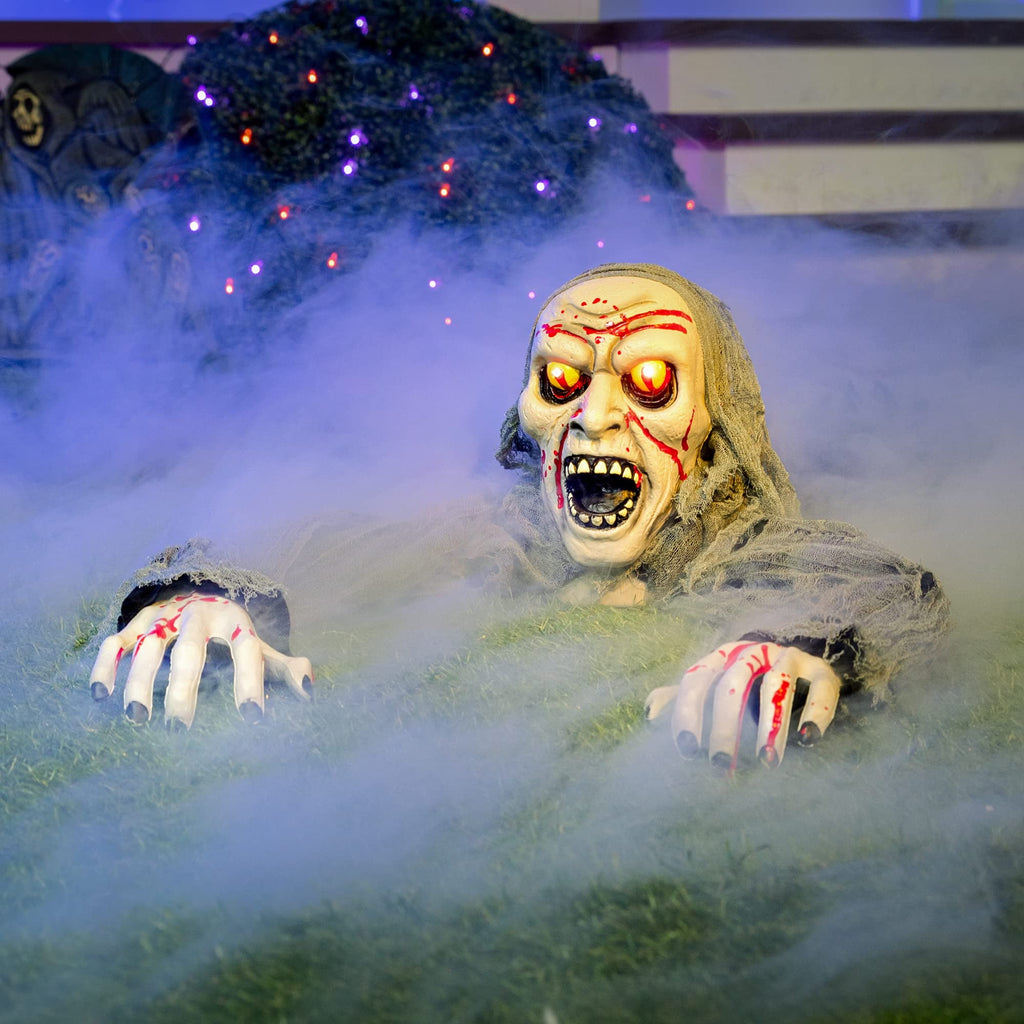 Joyfy Halloween Groundbreaker Halloween Decorations Zombie with Sound and Flashing Eyes,Outdoor Scary Halloween Yard Decorations
