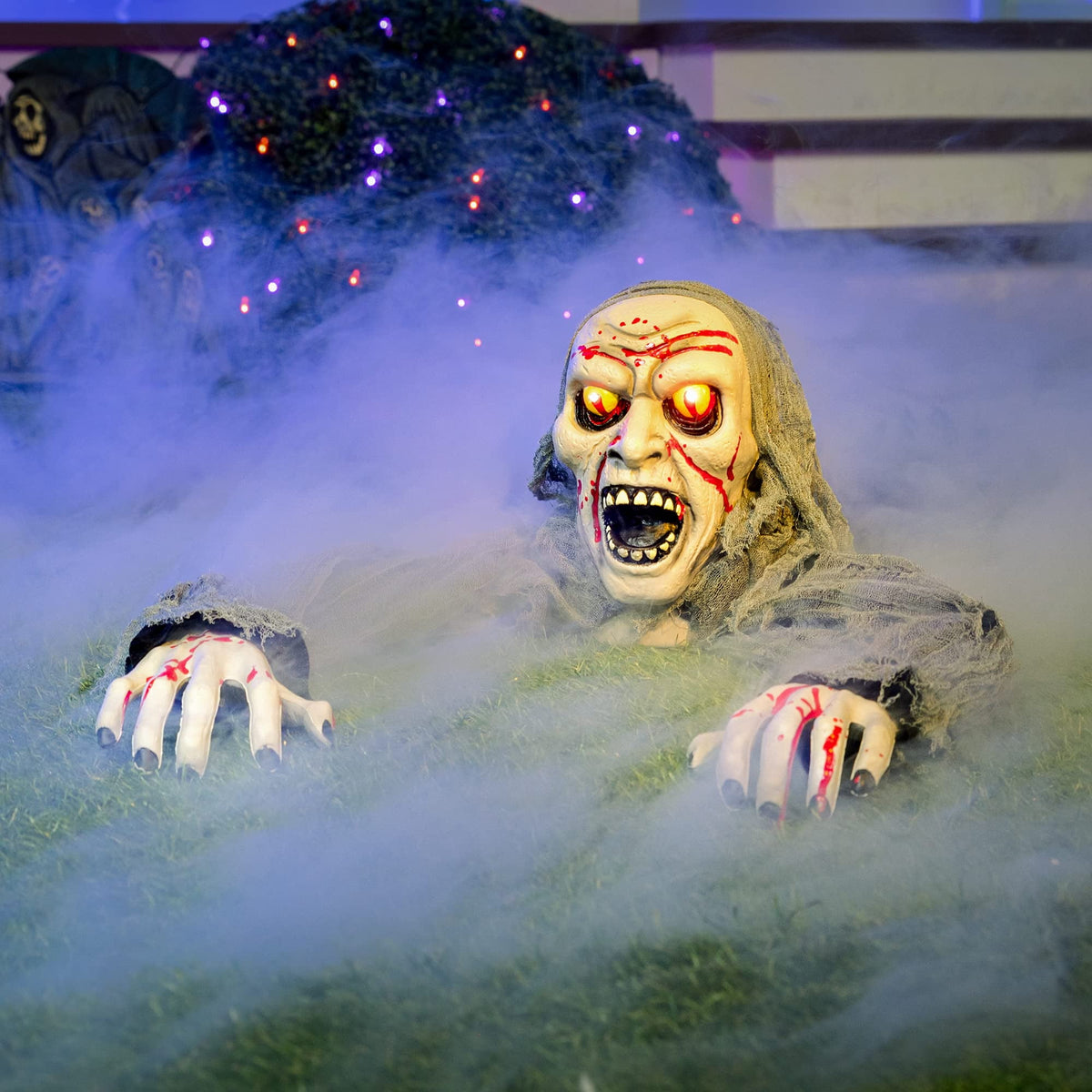 Joyfy Halloween Groundbreaker Halloween Decorations Zombie with Sound and Flashing Eyes,Outdoor Scary Halloween Yard Decorations